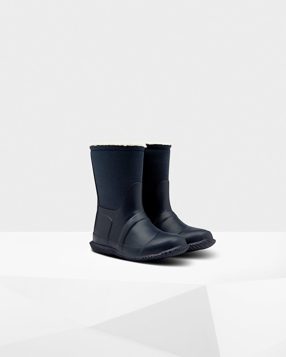 Botas De Nieve Hunter Niños Azul Marino Original Big Insulated Roll Top Sherpa 596412-VOF